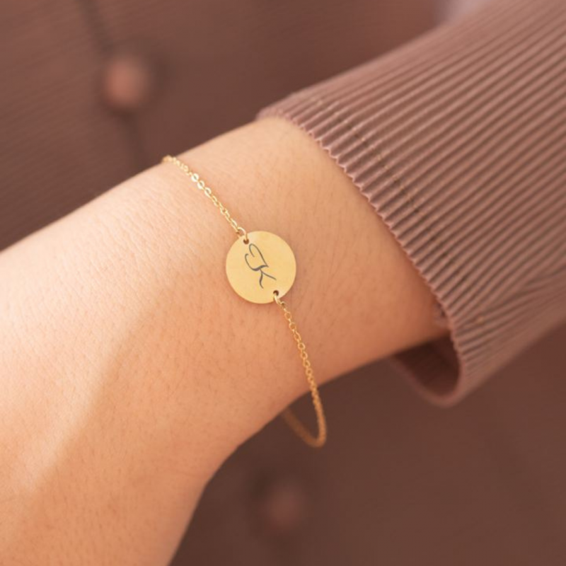 TINY ROUND INITIAL BRACELET